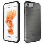 Wholesale iPhone 7 Card Holder Hybrid Case (Space Gray)